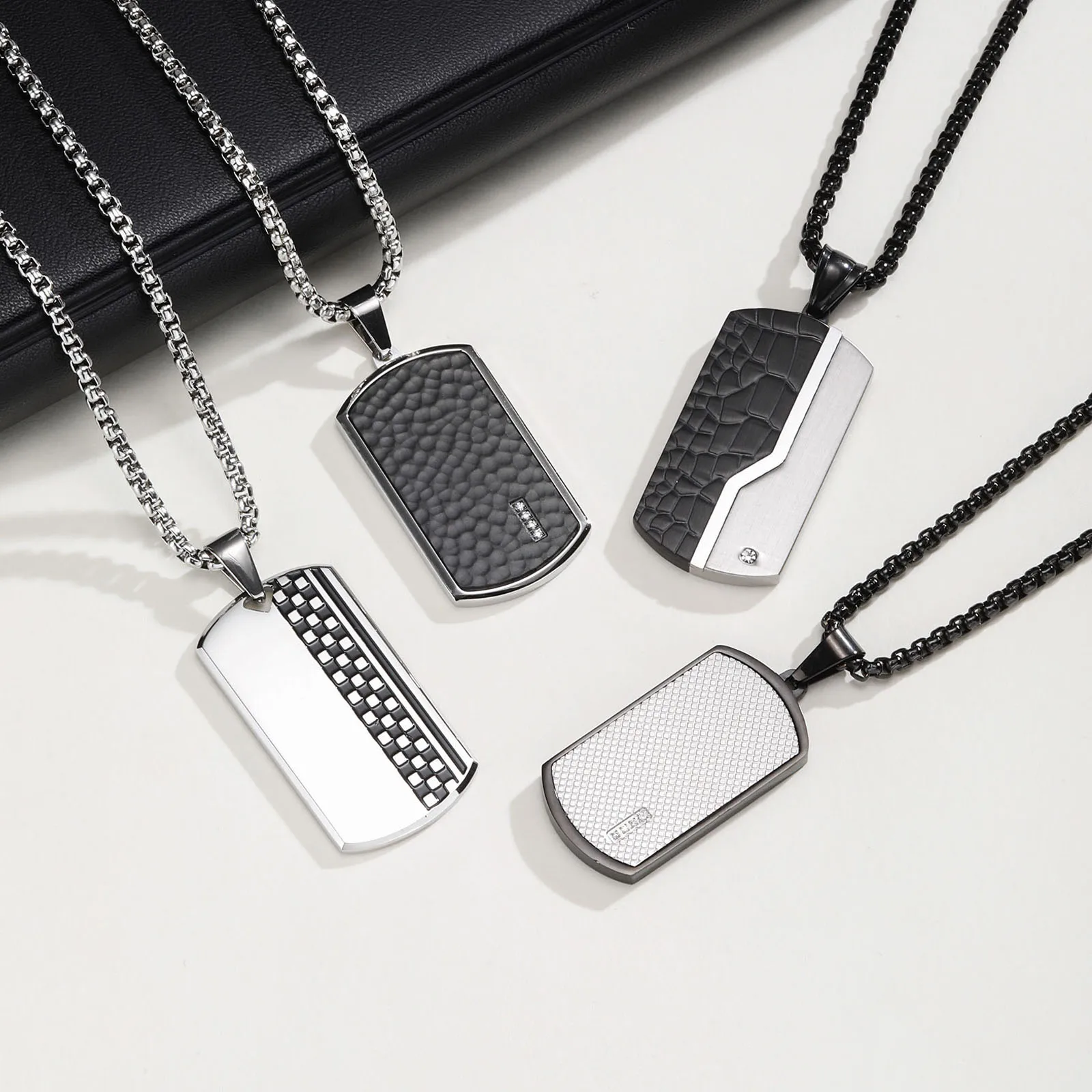 Stylish Mens Pendant Necklace,Waterproof Stainless Steel Dog Tag Necklaces,Trendy Jewelry Gifts to Him