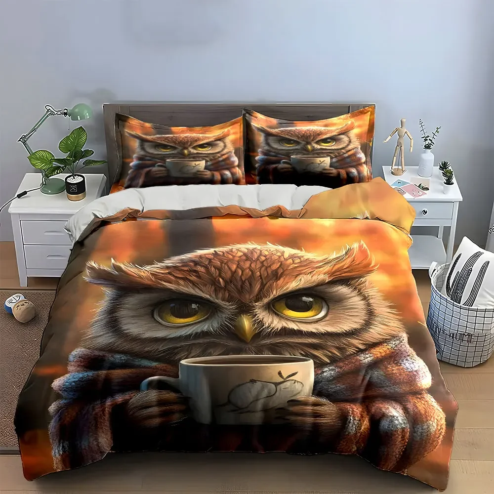 Cozy Autumn Animal Art Set Soft Comfortable Duvet Cover Bedding Set Included 1*Duvet Cover & 2*Pillowcases, gift