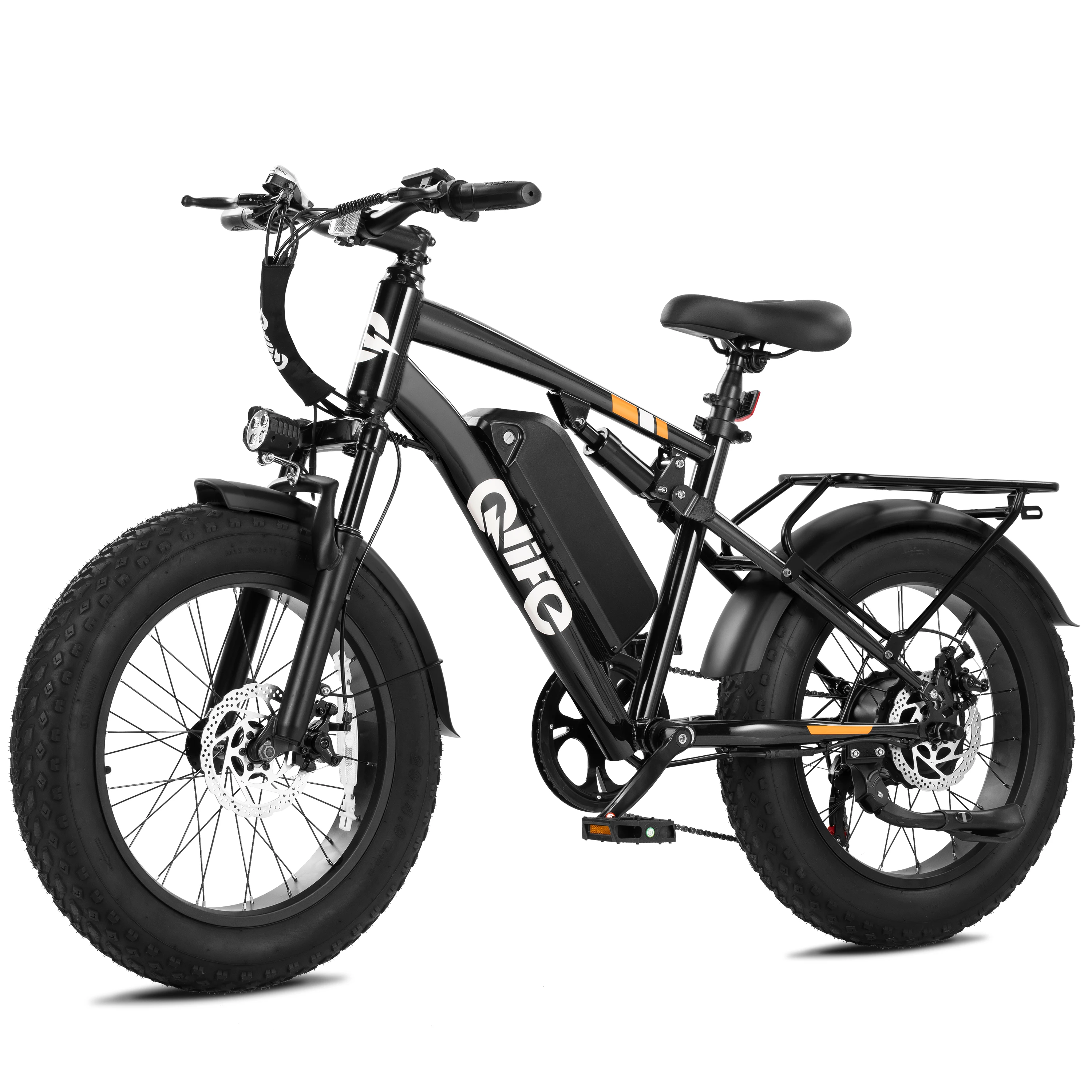 Qlife Racer Fat Tire 2.0 Electric Bike for Adults, 20"×4.0" Fat Tire Electric Mountain Bike, Peak 1800W 48V 15.6Ah,  28MPH 65 Miles  Electric Bicycle, 7-Speed