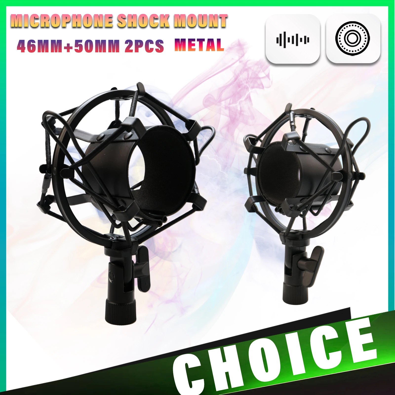 2pc Universal Metal Microphone Shock Mount AntiVibration Holder for 46mm 50mm Diameter Condenser Mic Durable Support for Studio