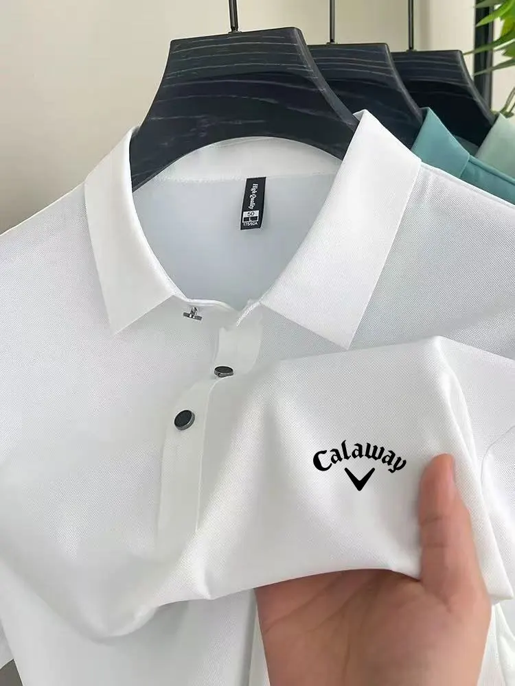 Men's High-End Brand Golf Logo Polo Shirt T-Shirt, Summer Cool and Breathable, Business Casual Outdoor Sports Short-Sleeve Top