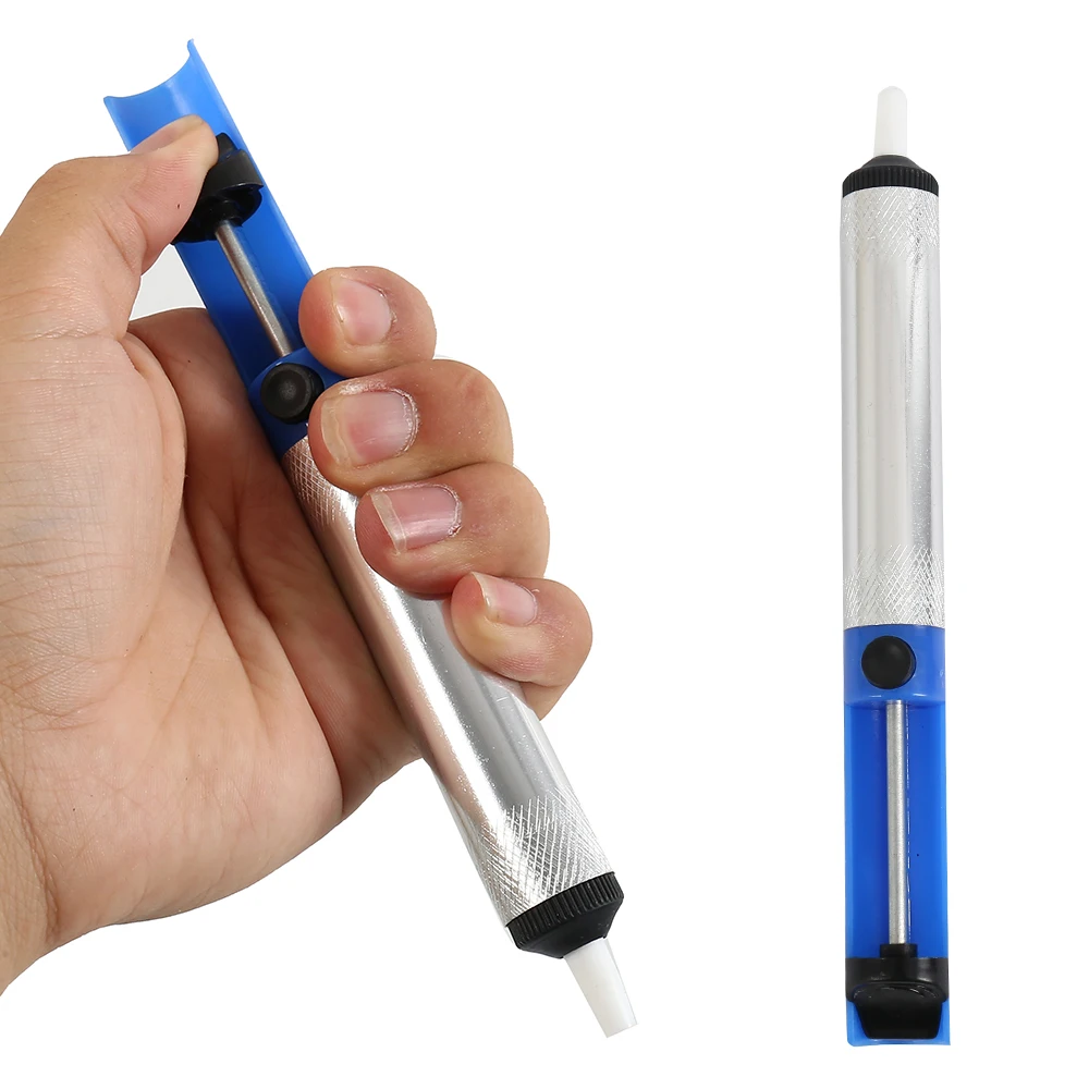 JCD Aluminium Desoldering Suction Pump Tool Solder Sucker Suction Tin Pen Removal Device Blue Vacuum Soldering Iron Desolder