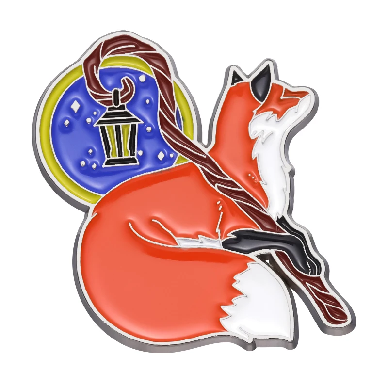 

Animal Red Fox Brooch Enamel Pin Cartoon Metal Badge Magic Lapel Backpack Accessories Women Men Jewelry Gift Friends Wholesale