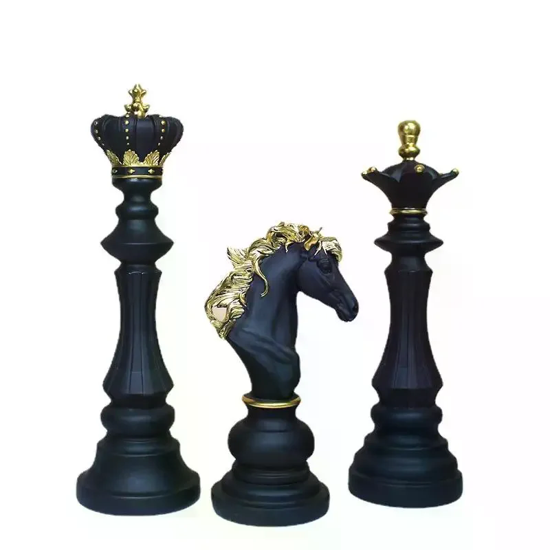 الكلاسيكية قطعة الشطرنج اكسسوارات الديكور الراتنج الملك الملكة فارس الحرف سطح المكتب دراسة غرفة المعيشة الديكور Chessman #5