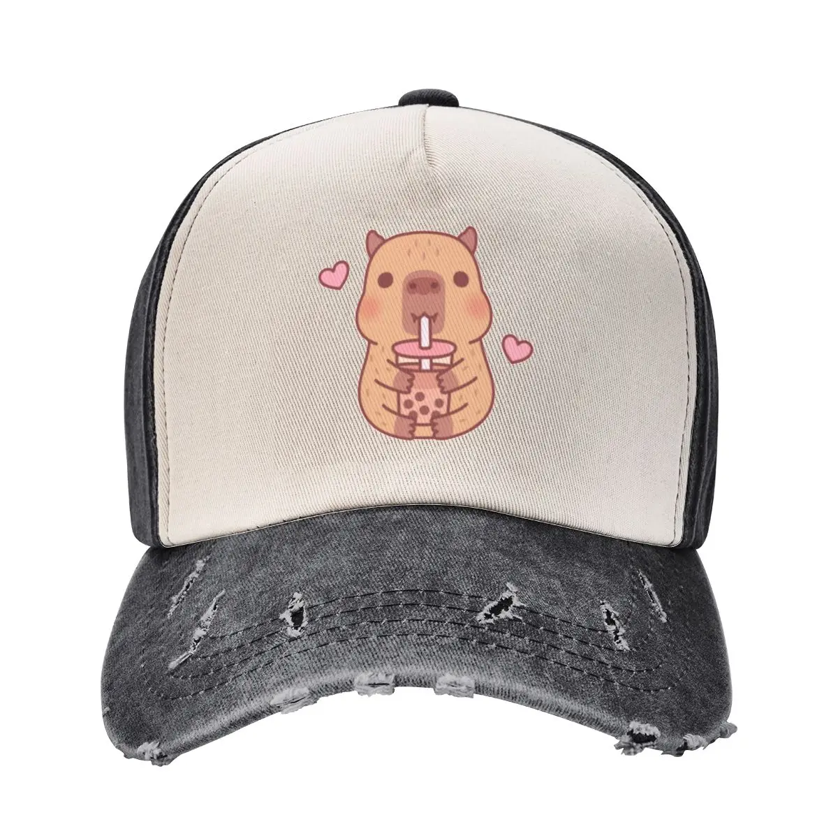

Cute Little Capybara Loves Bubble Tea Baseball Cap Ball Cap Sun Hat For Children Golf Wear Mens Hats Women's