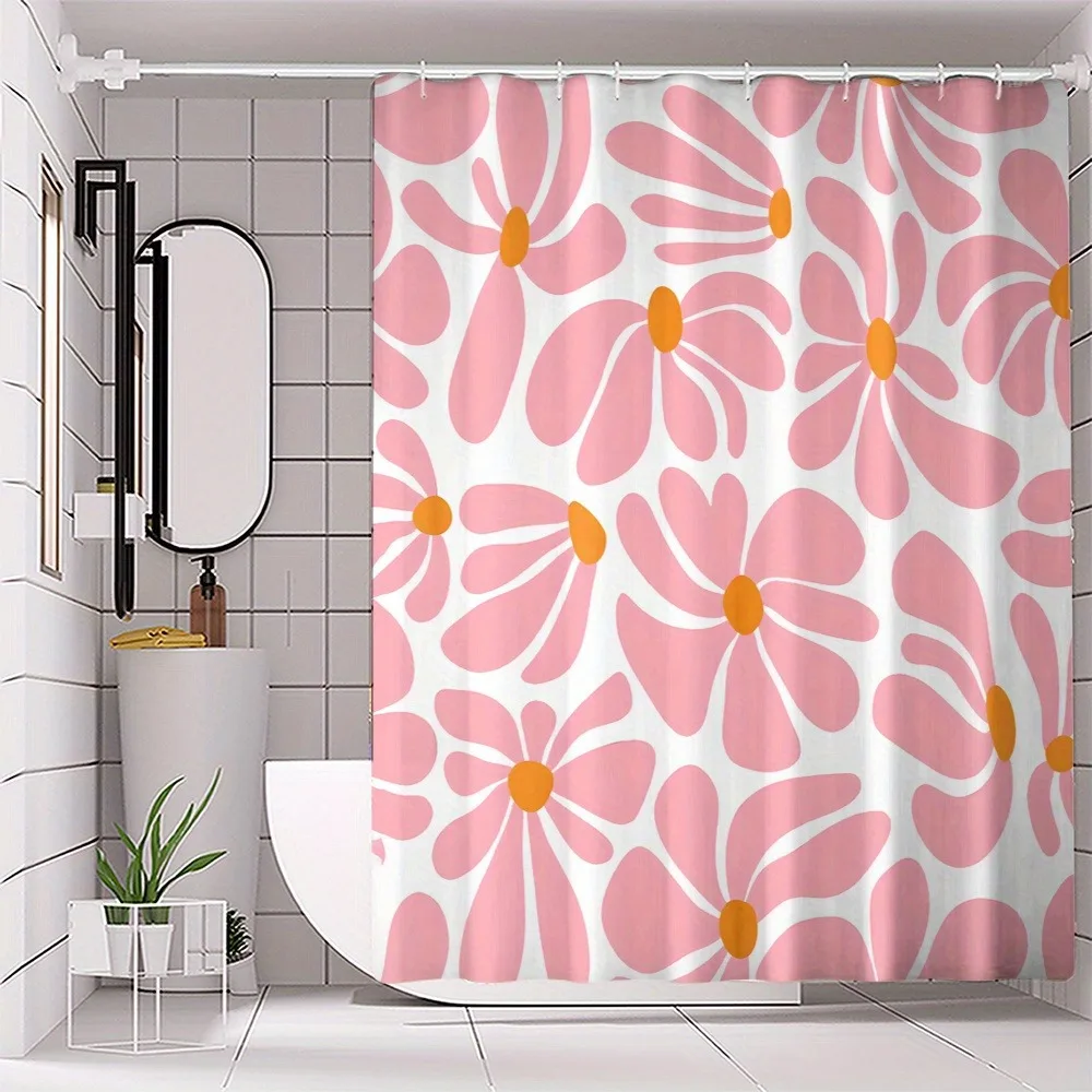 

Занавеска для душа с розовыми лепестками цветов в стиле кантри, моющаяся грязеотталкивающая насадка для душа, водонепроницаемая полиэстеровая занавеска для ванны