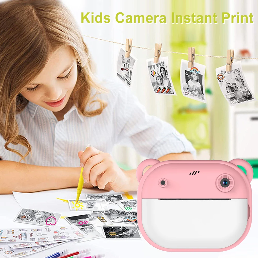 Kids Mini Instant Print Camera 2.0Inch IPS Screen Child Camera 24MP HD 1080P Video Selfie Video Camera Gift for Birthday/Holiday