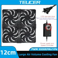 TEUCER 120mm 3000RPM ventilador de refrigeración con controlador 12V 220V Btc máquina de minería chasis ventilador de escape estación de trabajo gabinete servidor ventilador