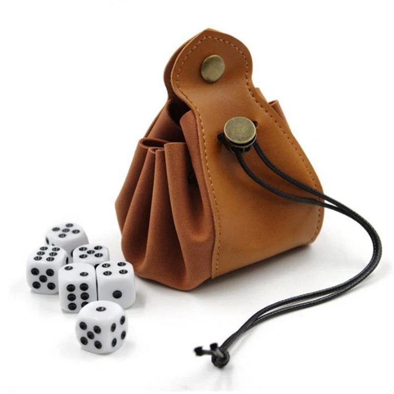 PU Leather Dice Bag Tray Jewelry Packing Drawstring Pouches For Role Playing Game Coin Storage Bag Multipurpose Portable Pouch