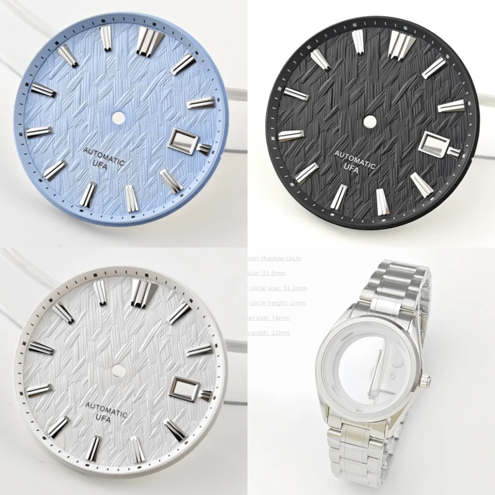 Esfera de reloj de 33,5mm, caja de reloj de 39,5mm con cristal de zafiro adecuada para accesorios de modificación de reloj Seiko Men para movimiento NH35