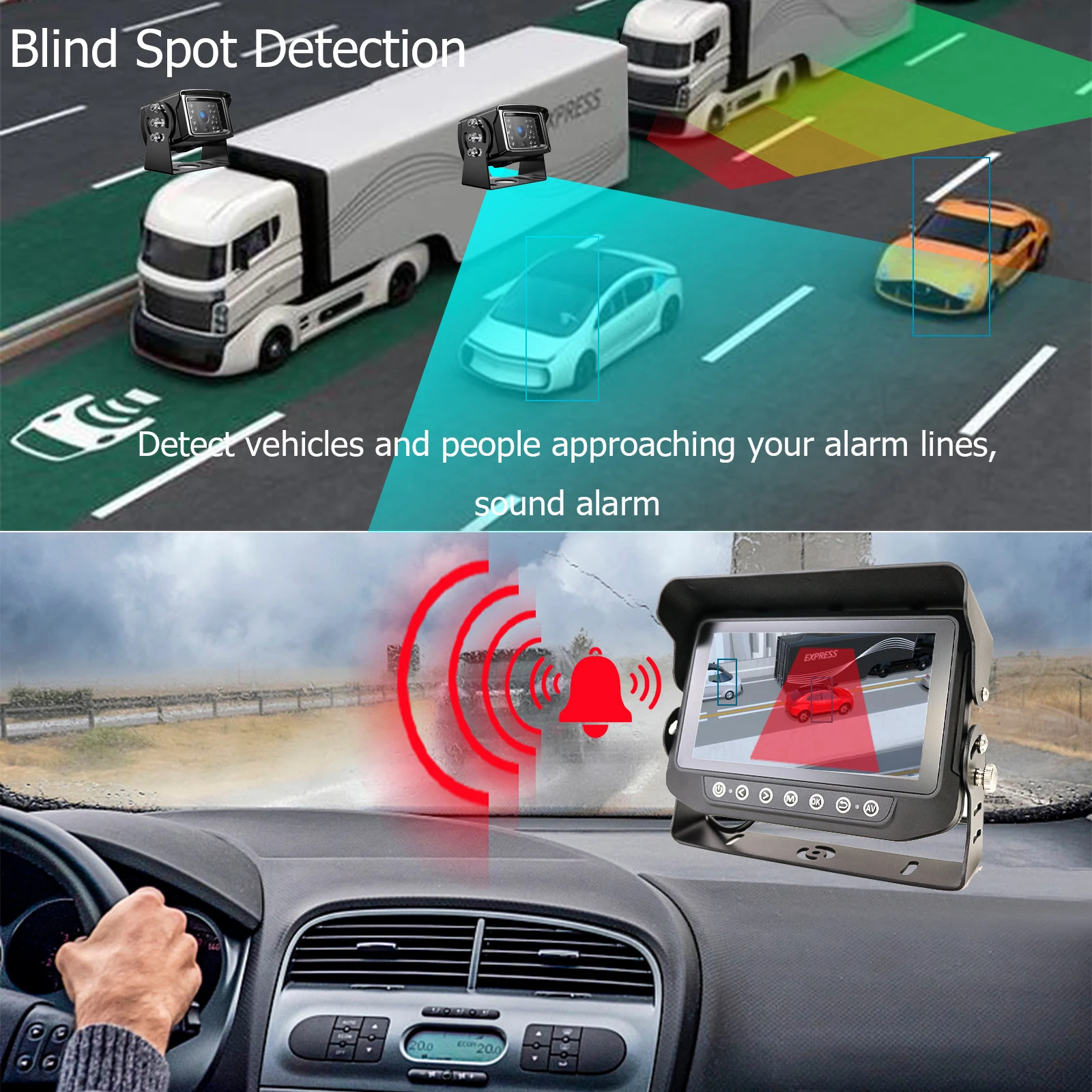 24V AI Camera Forklift Reverse Anti-Collision System Proximity Detector Pedestrian Safety Alert Waterproof Reverse Aid Monitor