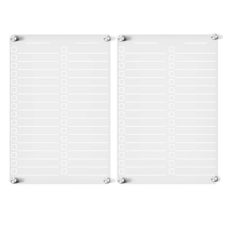 Acrylic Magnetic Dry Erase Board For Fridge,Clear Magnetic To Do List White Board,2Pcs Acrylic Dry Erase To Do List Easy To Use