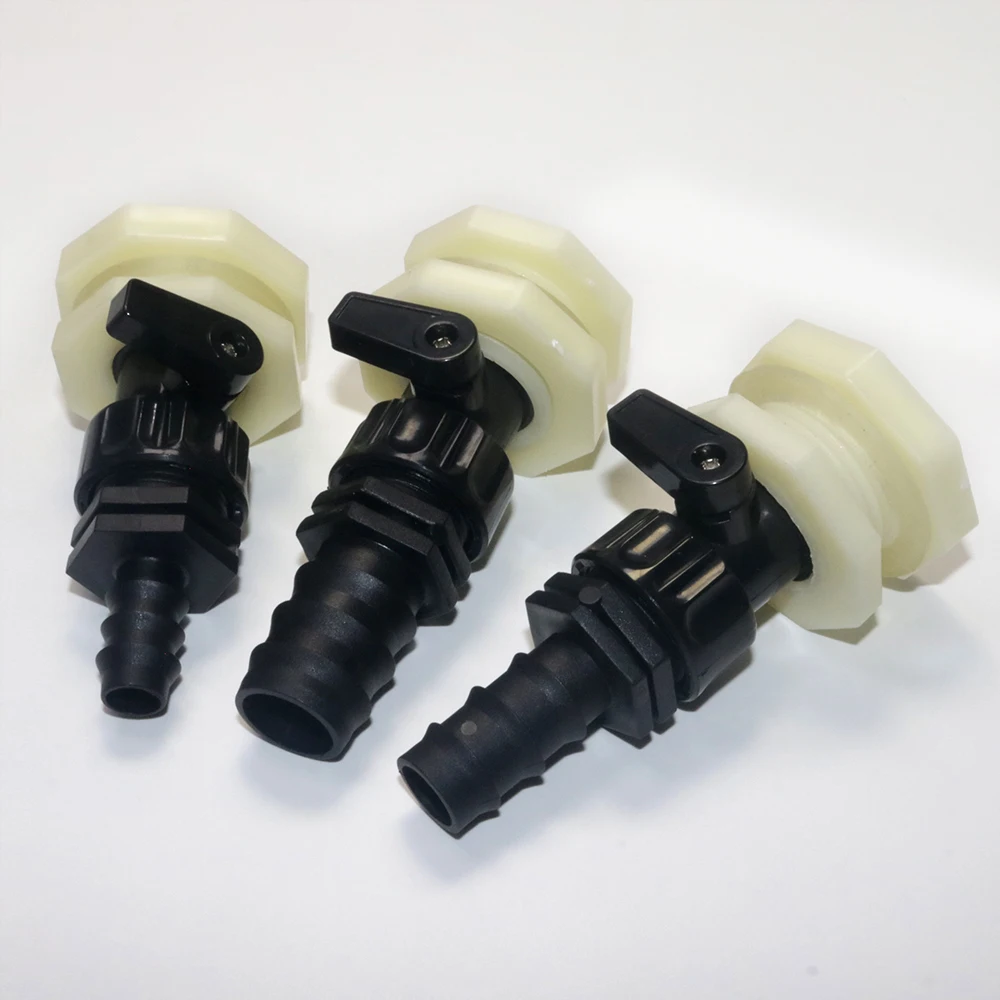 Aquarium Tank Spigot Kit, 1/2 3/4 1 Inch PVC Bulkhead Water Tank Barb Connectors Aquarium Tank Air Pump Hose Joints Drip Fitting
