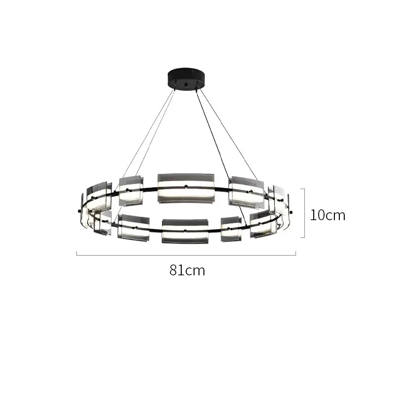 

Italian Modern Simple Living Room Restaurant Bedroom Ring Glass Chandelier Nordic Style Acrylic Aluminum Adjustable Switch AC