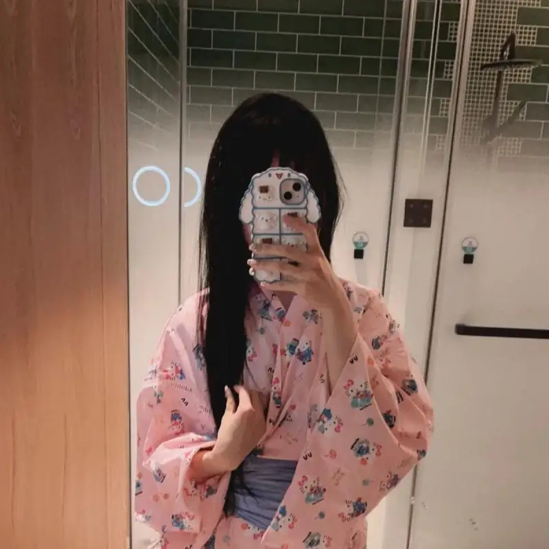 Sanrio Kawaii Kimono Albornoz Hello Kitty Kimono japonés Albornoz Pijamas Vestido novedad de verano niña pijama cómodo vestido regalo