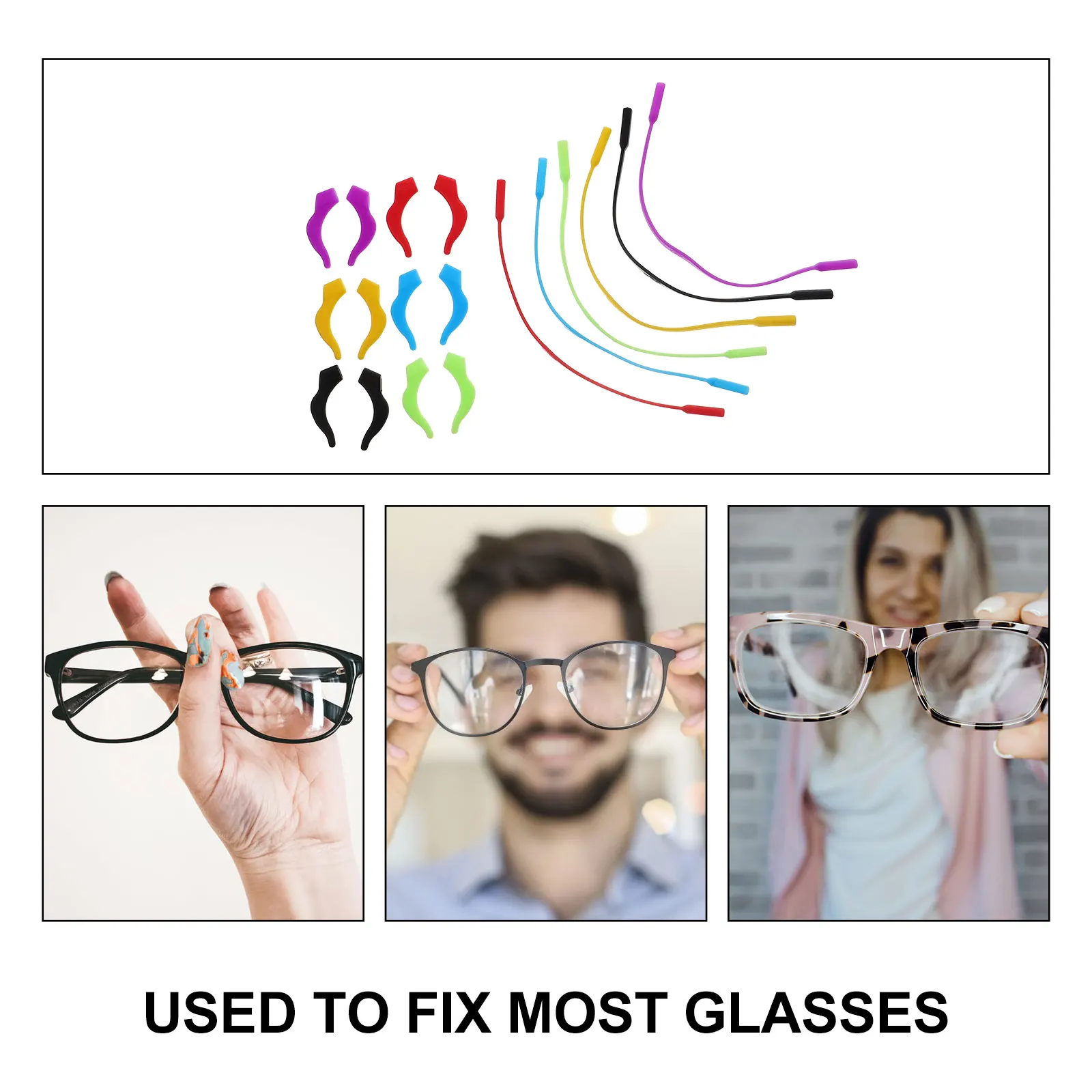 

6 Sets Glasses Strap Anti slip Holders Clip Sun Eyeglasses Earhook Accessories High grade Silicone Durable Lightweight Practical