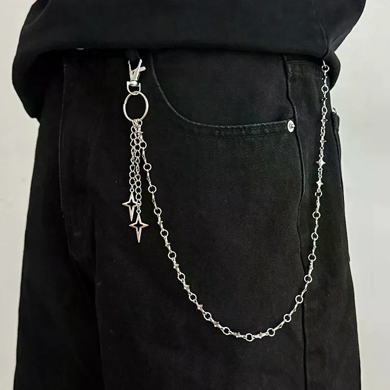 HipHop Goth Creative Pendant Keychain Waist Belt Men Women Vintage Trouser Hipster Jeans Chain Jewelry