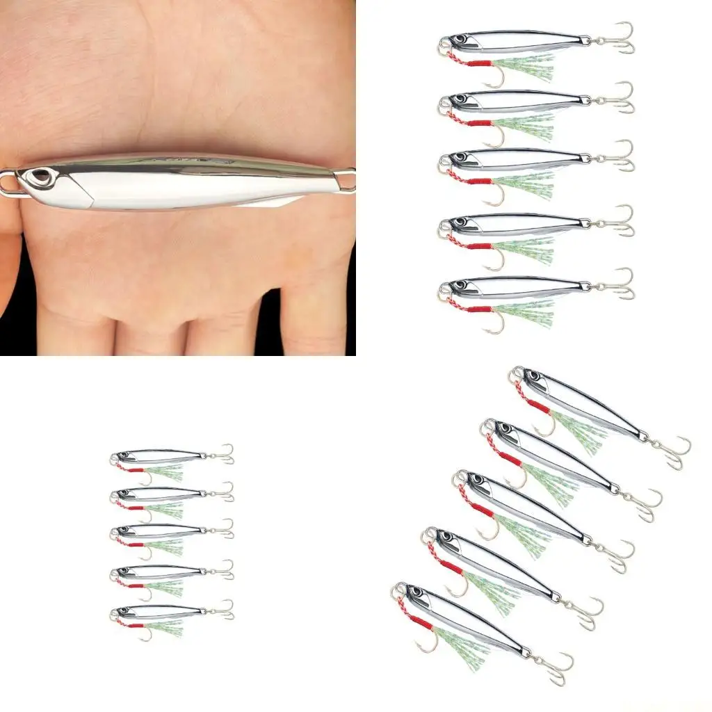 

M5TC 5 шт. рыболовные приманки, металлические рыболовные приманки, спиннер для длительного литья, ложка для джиговой ловли, для