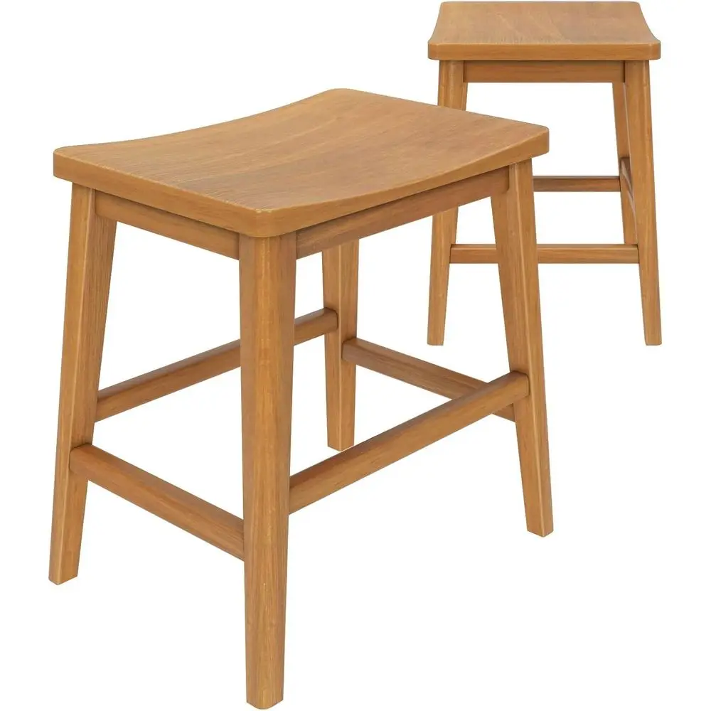 Plank+eam Smythe Dining Stool, 18Vanity Stools, t o 2, Sturdy Wood ern Kitchen Stool, at acklChair, Metal ootrest, Pecan