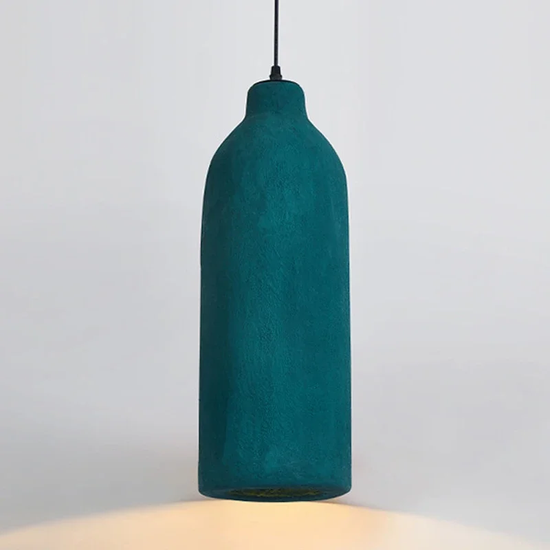 Wabi Sabi Creative Bottle Shaped Green Droplight Japanese Small Fresh Home Clothing Room Restaurant Polystyrene Pendent Lamp