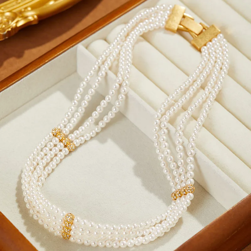 New pearl necklace retro simple versatile temperament high-end choker collarbone chain new niche jewelry