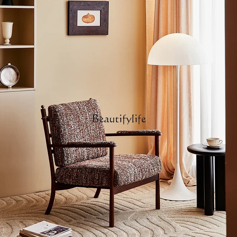 

*Solid wood backrest home medieval designer single casual sofa chair