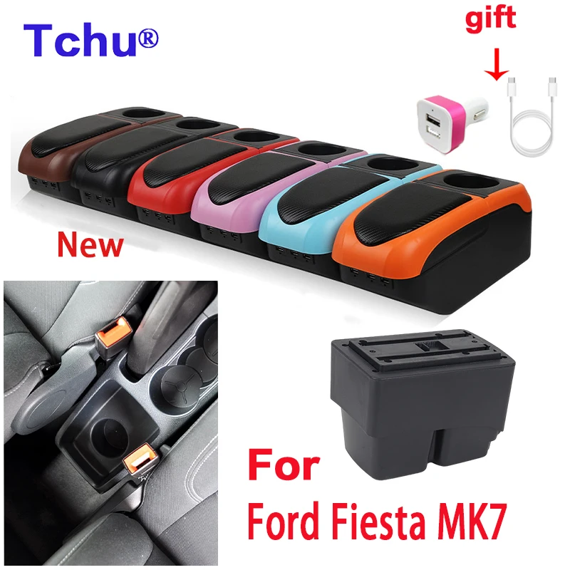 

For Ford Fiesta MK7 Armrest Box 2009-2023 Central Store Centre Console with cup holder car-styling products accessories part