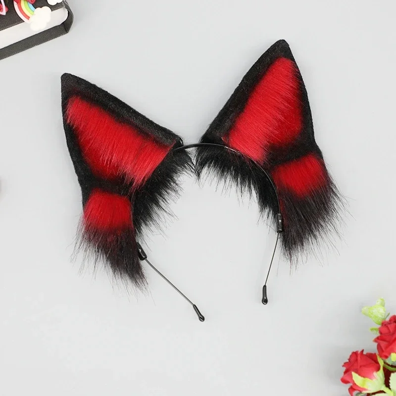 SN55New Plush German Shepherd Dog Ears Cosplay Tail Accessories Hand-made Hair Hoop Dog Ear Tail Suit Cosplay Props$5Q@1