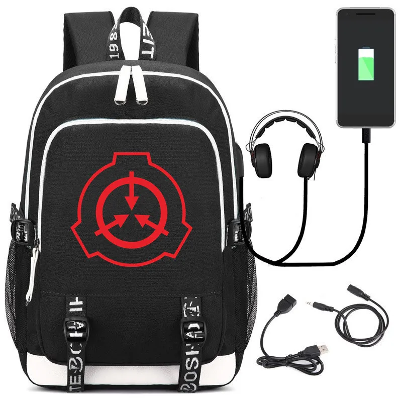 

SCP Secure Contain Protect Backpack Rucksack Bag Students Book Laptop Bag Mochila GIFT With USB Port