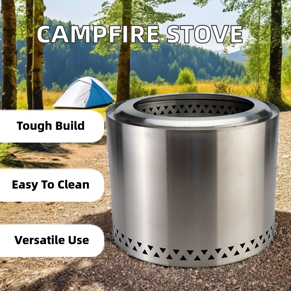 Modern Stainless Steel Camping Stove Iron and Metal Wood Fire Charcoal Bonfire Smokeless Fire Pit for BBQ Tool