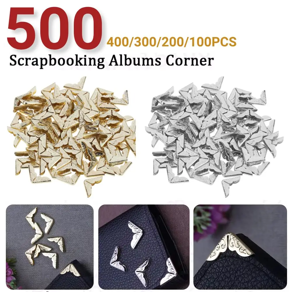 500-100PCS Tone Scrapbooking album protezioni angolari Menu File di carte libro in metallo per album Menu cartelle protezioni angolari