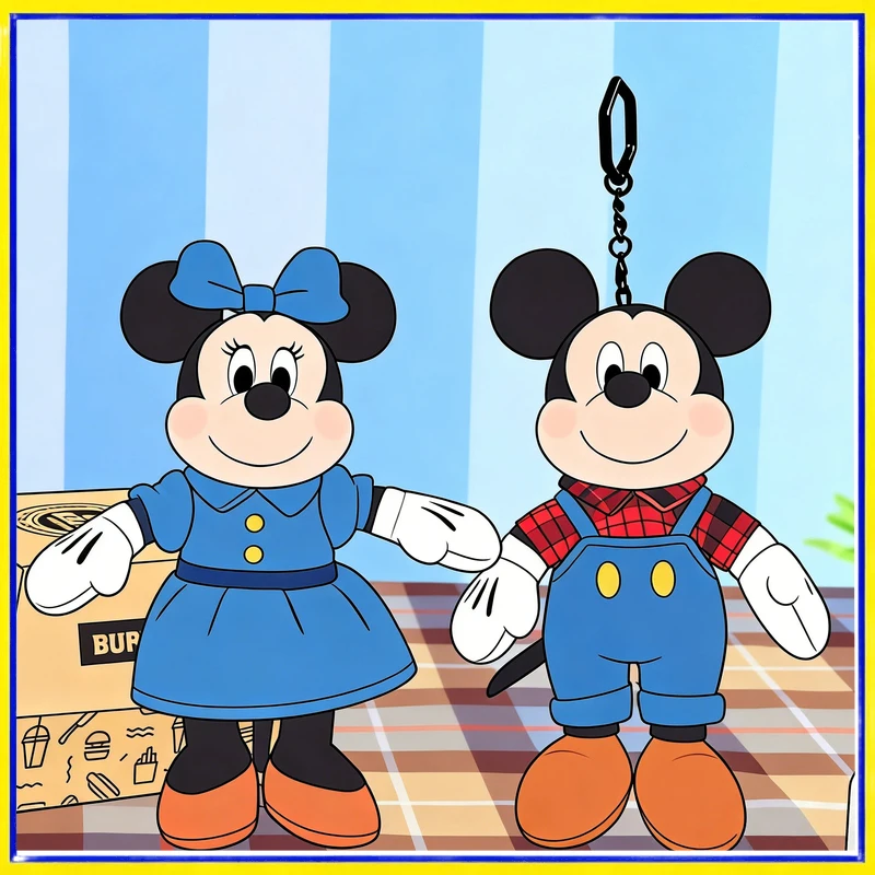 

Potdemiel Disney Authentic Mickey Minnie Denim Plush Keychain Backpack Bag Charm Ideal Gift For Disney Fans And Kids
