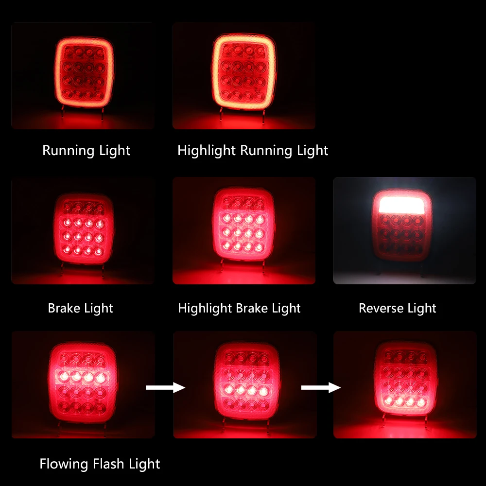 16 LED Stop Brake Reverse Flowing Flashing Tail Light For 1979-2006 Jeep Wrangler YJ TJ CJ Pickup Truck
