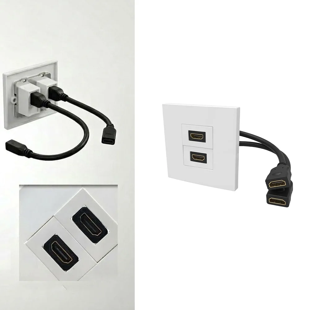 Dual Port Wall Plate Faceplate With Pigtail Cable Wall Socket Jack Outlet Cover Hand Tool Power Tool Accessories
