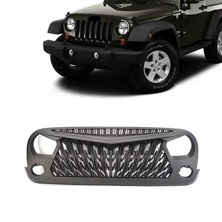 4x4 Pickup Accessories Matte Black Restyling Bumper Grille with Led Lights Bar for Jeep Wrangler JK 2007-2017