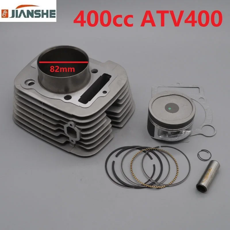 Para JIANSHE 400cc Bashan ATV: Conjunto de culata, pistón de 82mm, anillos, pasadores y junta para YAMABUGGY ROKETA Mountain Lion ATV400
