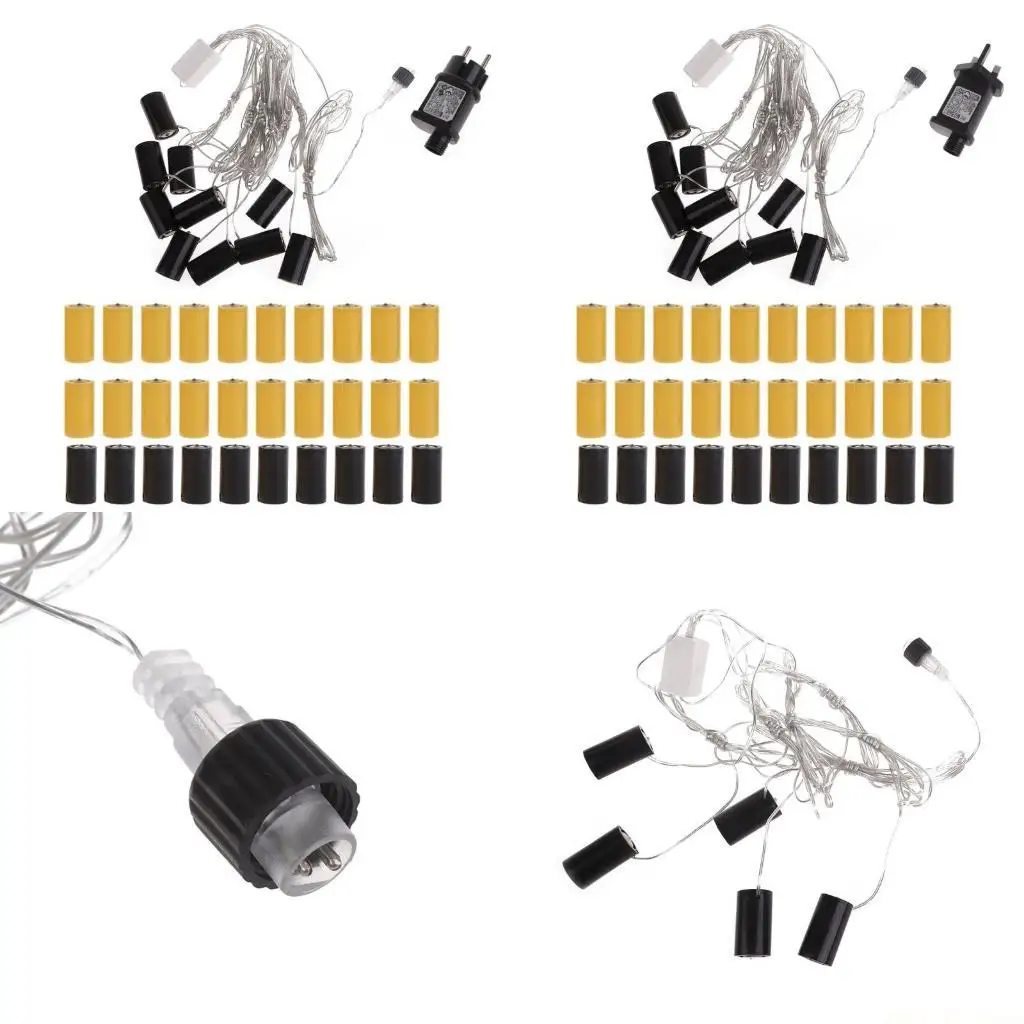 M5TD 300cm 1/3/5/10-in-1 LR14 C Battery Eliminators Power Adapter with Conductors for Gas Stove/LED Decorations/Toy