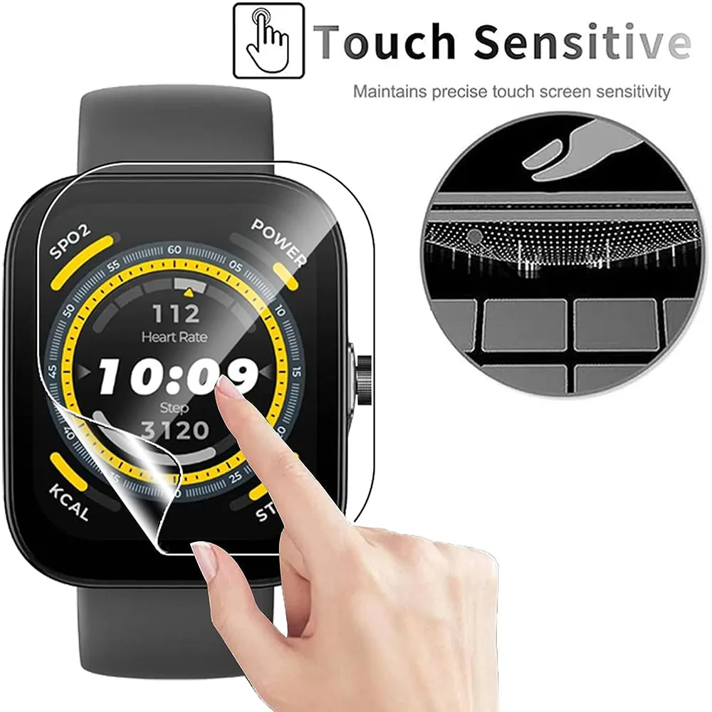 3PCS Clear HD Film Screen Protector For Huami Amazfit Bip 5 Bip5 SmartWatch Protective Films Cover TPU Full Coverage Accessories