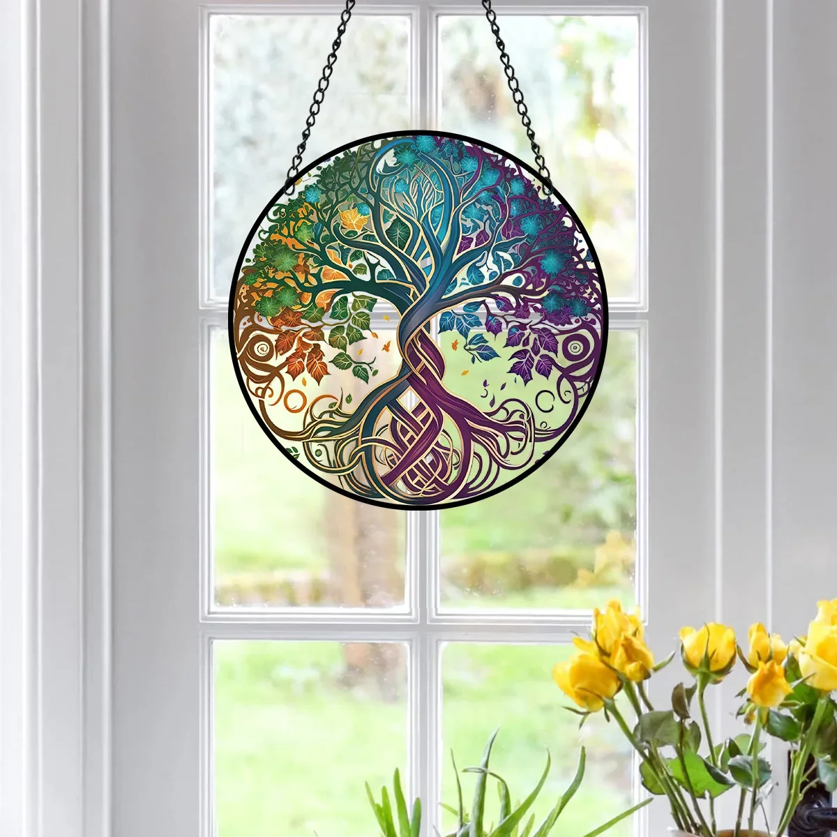 Lucky Tree round Acrylic Painted Tracery Wall Decorative Pendant Creative Craft Pendant Home Decorated Hangtag