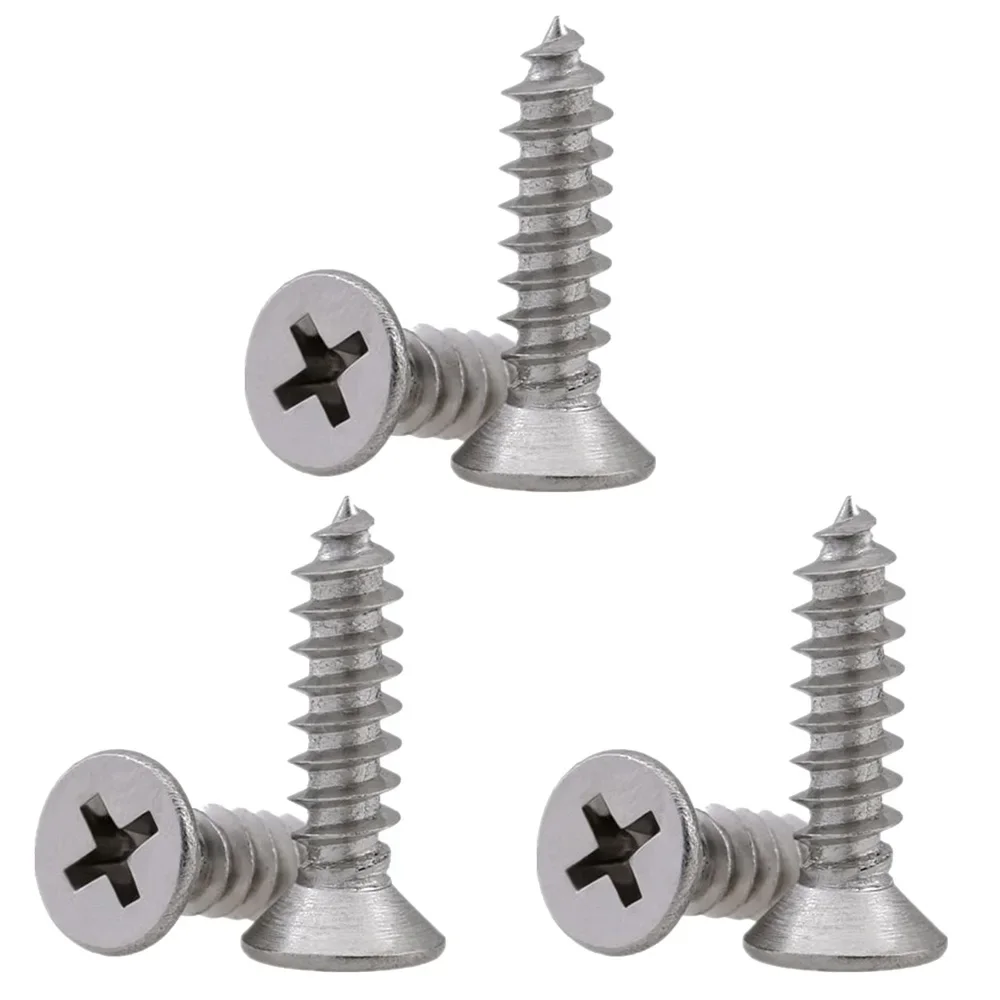 20-55pcs 304 Stainless Steel Phillips Screw M3 M3.5 M4 M5 M6 Cross Recessed Countersunk Flat Head Self-tapping Furniture Screw