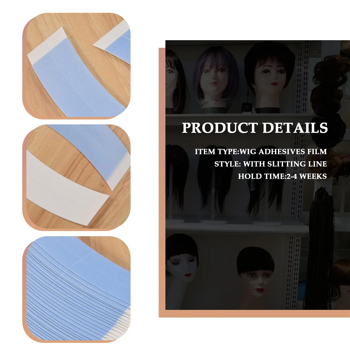 36 ชิ้น/ล็อตสีฟ้าคงที่คู่เทปวิกผมกาวขยายเทปกันน้ําสําหรับ Toupee วิกผมลูกไม้ฟิล์มตัดสาย