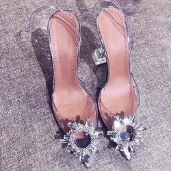 Sexy Pointed Toes Slide on Wedding Party Fashion Shoes Women's Luxury Pump Transparent High Heels