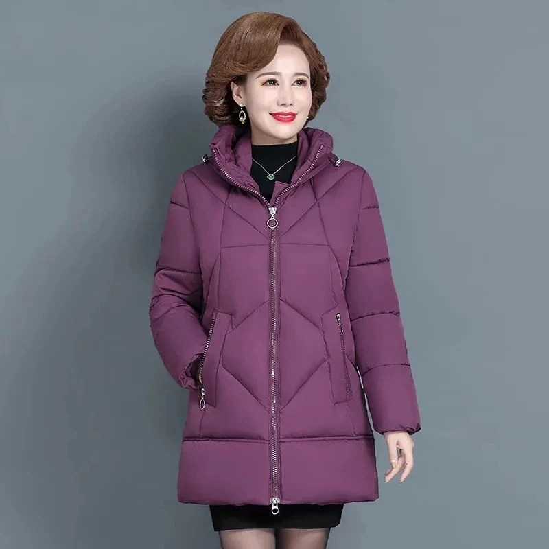 Winter Jacket Women Parkas Coat 2025 New Long Sleeves Down  Padded Jacket Long Hooded Warm Thicken Female Fashion Outwear