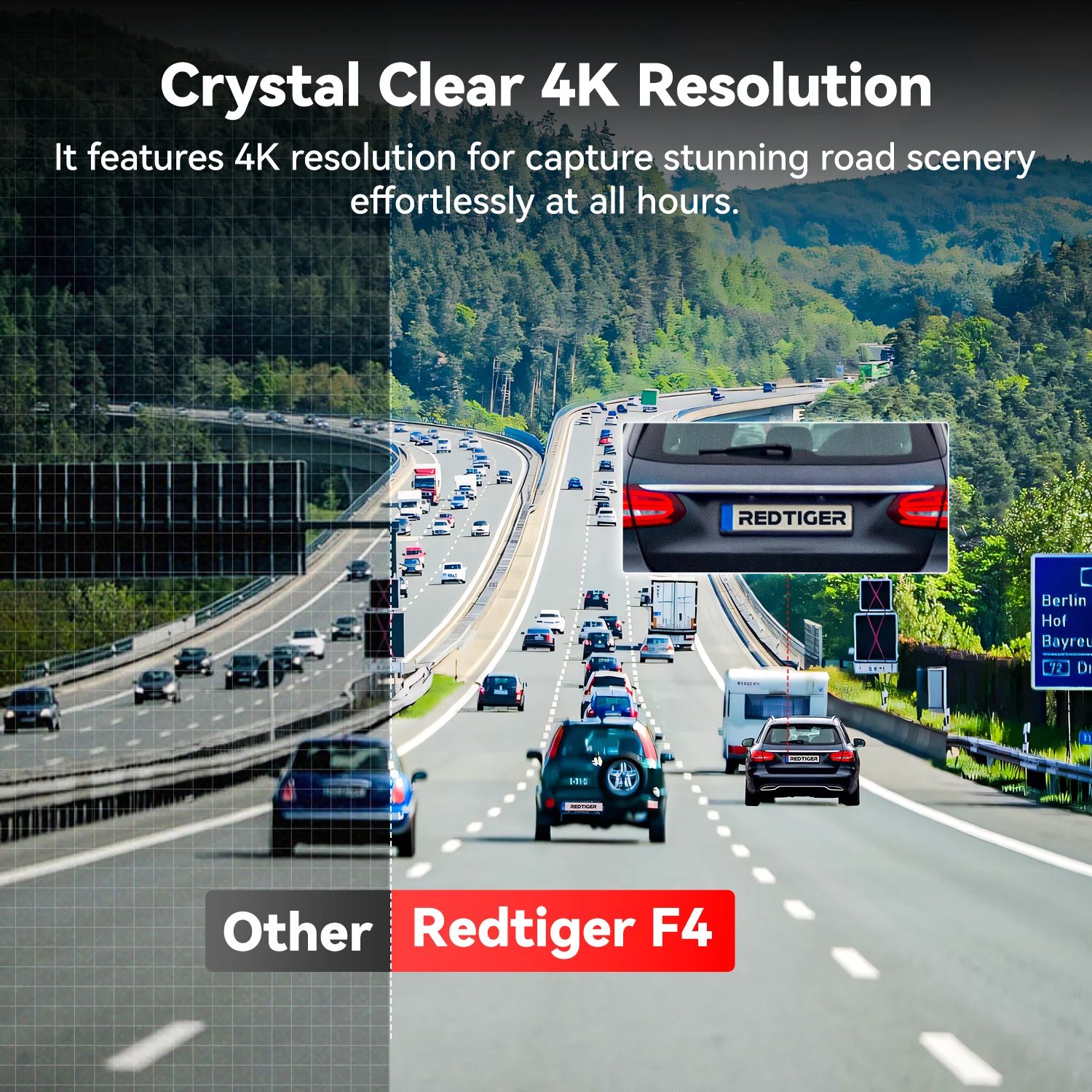 كاميرا REDTIGER F4 4K Dash Cam الأمامية، كاميرا سيارة صغيرة 2.2 بوصة، شاشة لمس 2160P UHD، تحكم صوتي، تتضمن بطاقة 32 جيجابايت، رؤية ليلية #5