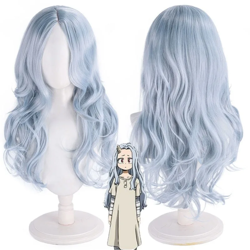 Eri Cos Wig Anime My Hero Academia Role Modeling Slate Blue Long Hair Halloween Role Play Headwear Long Curly Hair Headgear