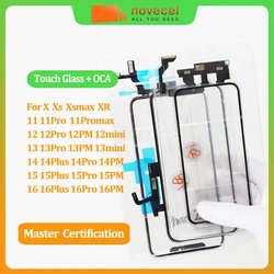 Novecel 5pcs Touch Digitizer With OCA For iPhone X Xs max XR 11 12 13 Digitizer Touch Screen Issues Panel Repairing Pass All ios