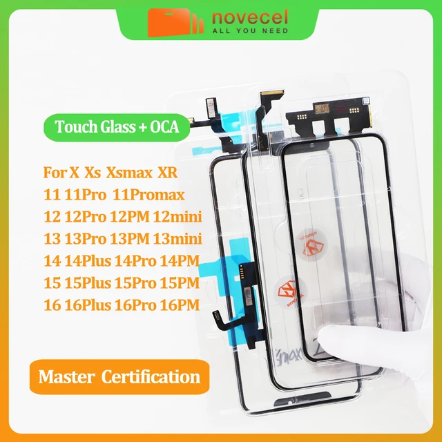 Novecel 5 szt. Digitizer Dotykowy z OCA do iPhone X Xs Max XR 11 12 13 Digitizer Ekran Dotykowy Problemy Panel Naprawa Przechodzi Wszystkie ios