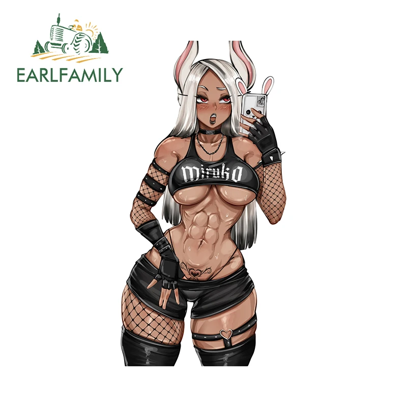 

EARLFAMILY 13 см x 6,6 см Miruko Ahegao переводная картинка бикини Hentai Женская грудь NSFW Waifu ажурные чулки автомобильные наклейки графика