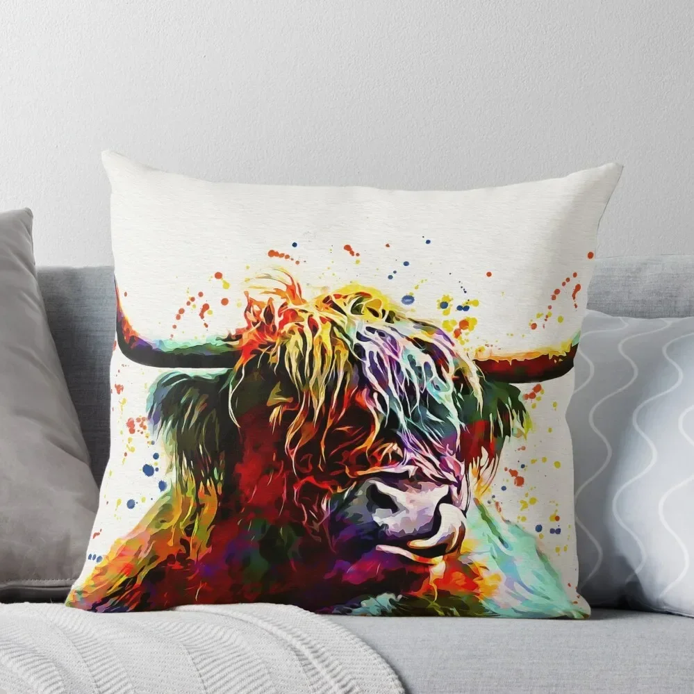 

Highland Cow Watercolor Art Work Throw Pillow Cushion Cover Set Sofa Cushion Cover Custom Cushion anime girl Pillow