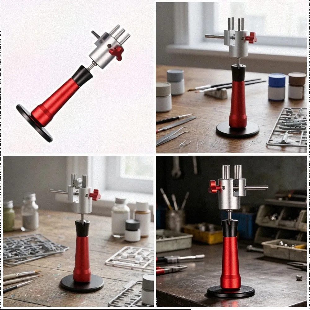 Red Aluminum Alloy Handheld Vise With Non Slip Base Ergonomic Knob For DIY Model Making Precision Clamping Tool Workshop Equipme